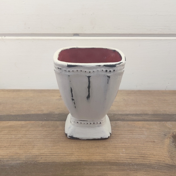 Upcycled Hand Painted Ceramic Pedestal Style Mug Vase - Picture 4 of 8